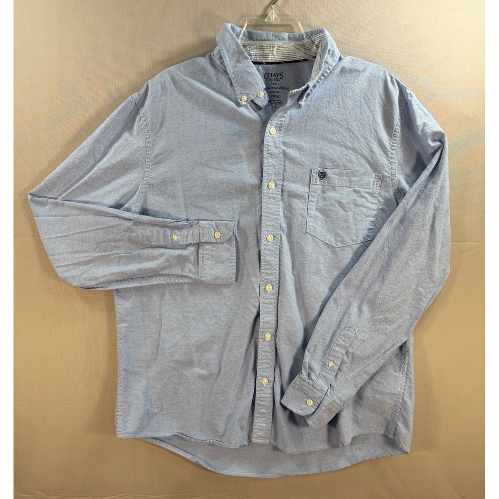 Chaps Coastland Wash Oxford Shirt Mens XL Light Blue Cotton Button Down Logo